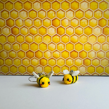 Load image into Gallery viewer, Crochet Honey Bee Clay Earrings
