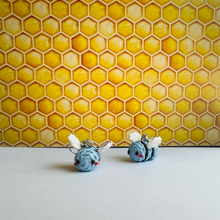 Load image into Gallery viewer, Crochet Blueberry Bee Clay Earrings
