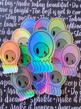 Load image into Gallery viewer, Holographic Skull Jellyfish Stickers
