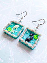 Load image into Gallery viewer, Square Koi Fish Pond Clay Earrings
